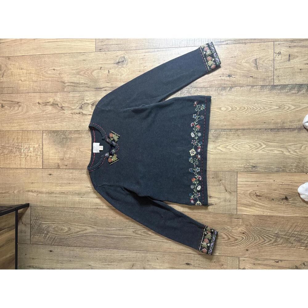 Christopher Banks Embroidered Floral Sweater - Medium Women's
